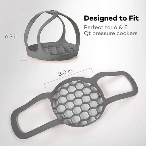 Pressure Cooker Sling, Silicone Bakeware for 6 Qt/8 Qt Instant Pot, Ninja Foodi, Anti-scalding Lifter Steamer Rack,