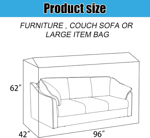 Heavy-Duty Plastic Sofa Couch Cover, Waterproof Clear Furniture Protector for Moving, Dust-Proof Bag 96 x 42 x 62 Inch