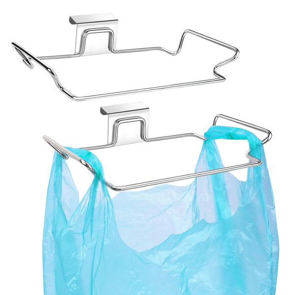2 Pcs Large Stainless Steel Trash Bag Holder for Cabinets, Cupboards, Under