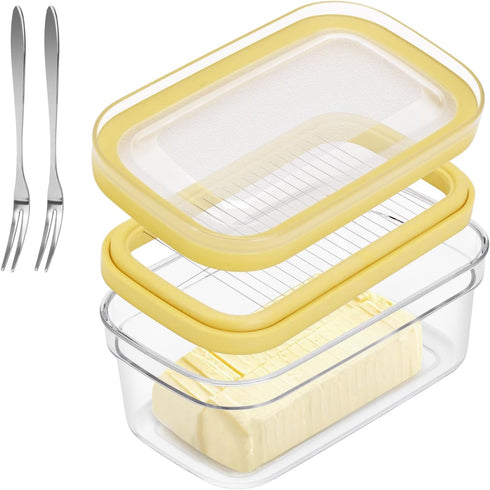 ShineMe Butter Slicer Cutter, Airtight Plastic Butter Dish with Lid, Butter Stick
