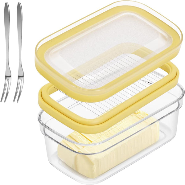 ShineMe Butter Slicer Cutter, Airtight Plastic Butter Dish with Lid, Butter Stick