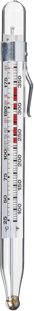 CDN Candy & Deep Fry Thermometer, 8" Durable Lab Glass, Non-Mercuric, Dual-Scale, 75–400°F Range