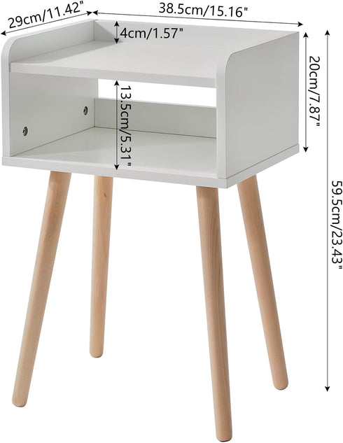 UWNS003W IBUYKE Nightstand, Mid-Century Modern Bedside Table with Solid Wood Legs, Minimalist and Practical End Side