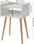 UWNS003W IBUYKE Nightstand, Mid-Century Modern Bedside Table with Solid Wood Legs, Minimalist and Practical End Side