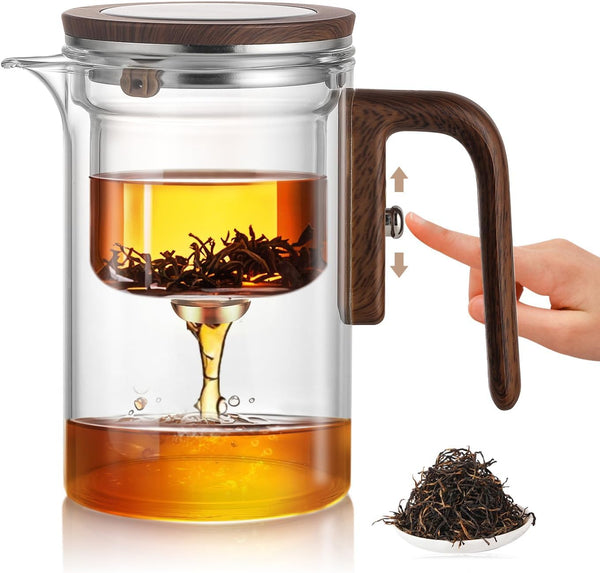 GrowCube Enchanti Tea Pot, Magic Glass Teapot with Strainer,Magnetic Water Separation with Infuser