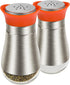 Evelyne Salt Pepper Shaker Set, 2 pcs Pack, Glass with Stainless Steel Cover (Orange)