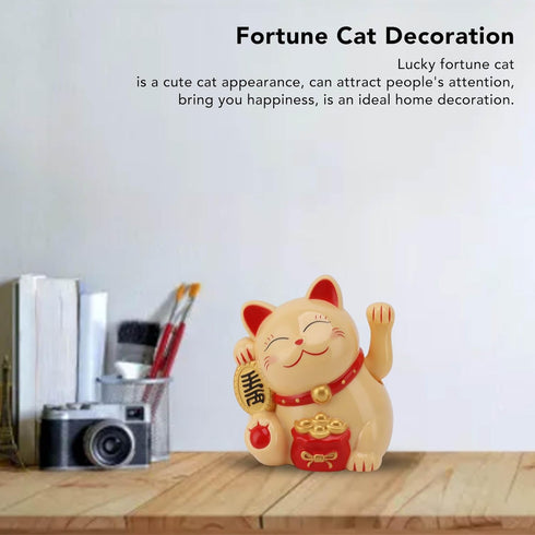 Bewinner Solar Powered Waving Cat, Cute Good Luck Wealth Home Display Car Decor Feng Shui Decoration (Yellow)