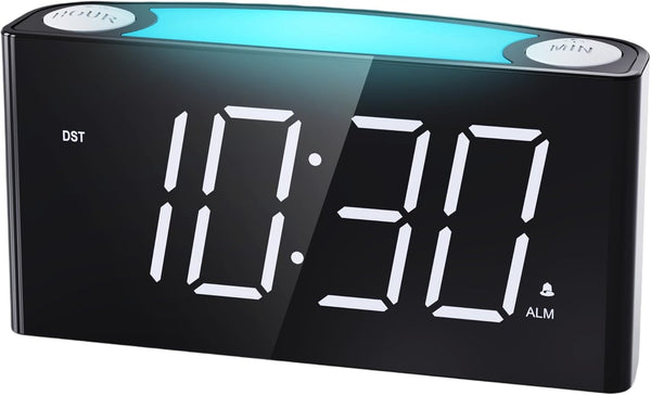 Digital Alarm Clock for Bedroom, 7.5" Big Display, 7-Color Night Light, USB & Type C Charger, Easy to Set Alarm