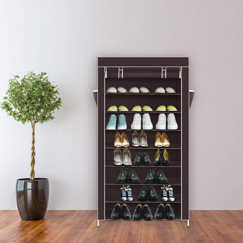 Mytunes 10-Tier Closet, 40 Shoe Rack, Shoes Storage Cabinet with Dustproof Cover, Free Standing Cubby Room Organizer