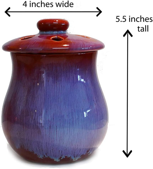 Vented Garlic Keeper - Premium Stoneware Storage for Garlic