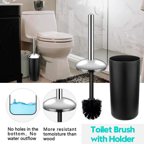 Papillon 6-Piece Bathroom Accessories Set - Toothbrush Holder, Soap Dispenser, Toilet Brush, Trash Can (Black)