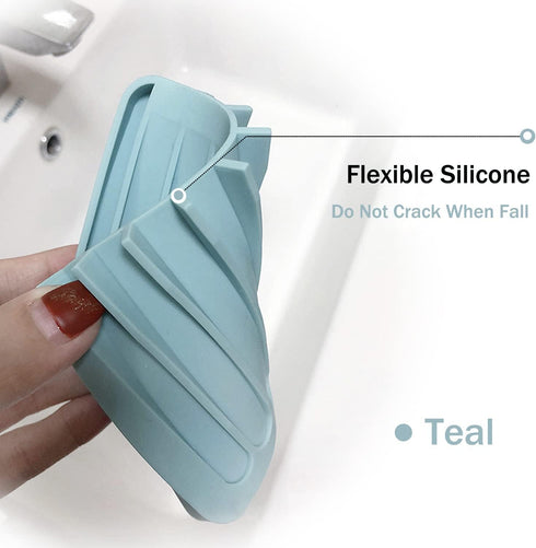 3 Self Draining Soap Dishes, Pcs Silicone Soap Saver, Waterfall Drainer Soap Holder for Bathroom, Extend Soap Life