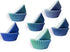 qiqee 300 Pcs Mini Gradient Cupcake Liners, 6 Designs Blue Gradient Baking Cups, Small Size Cupcake Wrappers