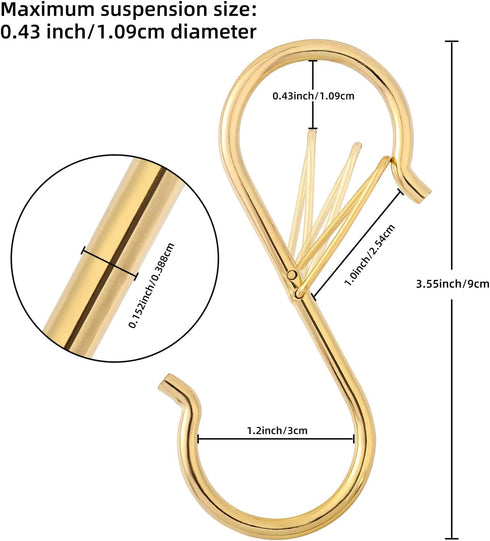 Ultimate Hanging Hooks Set, 3.55inch Gold S Hooks for Heavy Duty Hanging, Ideal for Plants, Baskets