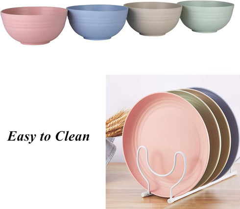 WANBY Lightweight Wheat Straw Cereal Bowls, Unbreakable Dinner Dishes, Dishwasher & Microwave Safe (Small 4 Pack 4.5')