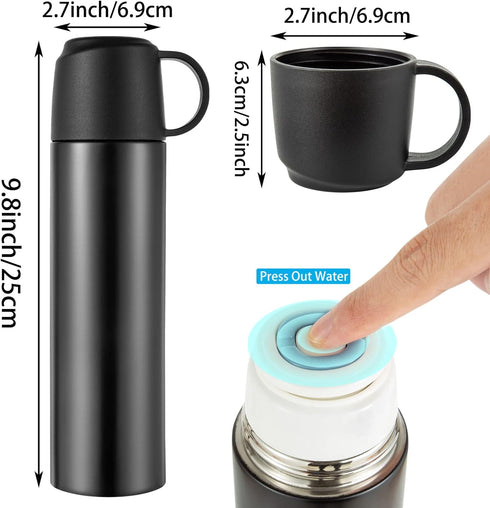 17oz Stainless Steel Insulated Vacuum Water Bottle, Double Walled Flask Thermos Cup, Leakproof Lid, Sport Travel Mug
