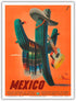Mexico - Señor Cactus wearing Sombrero, Serape and Guitar, Vintage Travel Poster by Espert c.1945, 9in x 12in