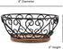 Iron Fruit Bowl with Wooden Base for Kitchen Countertop and Dining Room, 9" x 9" x 4"