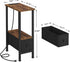 1 1 VIMBER Narrow Side Table for Small Spaces, Skinny End Table with Charging Station, Sofa Beside Table with Drawer