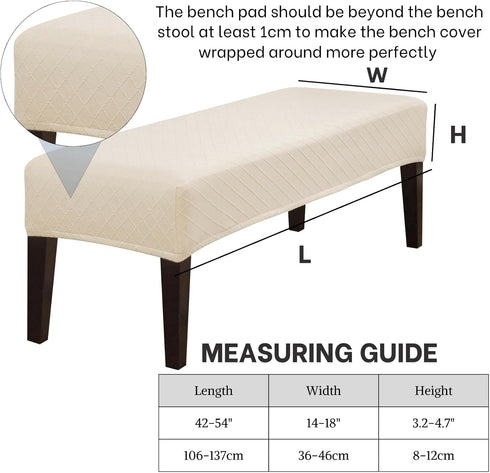 SearchI Dining Bench Cover, Stretch Washable Long Bench Seat Covers, Rectangle Dining Table Bench Slipover for Dining