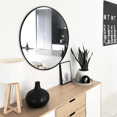 20 inch Fabuday Black Circle Mirror for Wall - Round Mirrors for Bathroom, Entryway, Living Room, Hallway, Bedroom