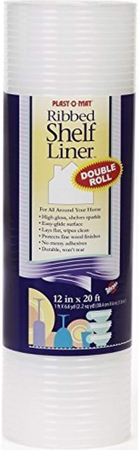 Warp'S Plast O Mat Shelf Liner, Ribbed 12" W X 20ft. L, Non Adhesive Clear