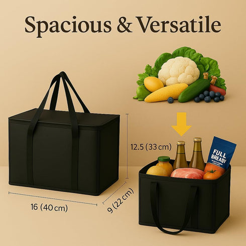 2Pk musbus Insulated Reusable Grocery Bags, Collapsible Cooler Bag for Groceries, Heavy Duty Large Insulated Bag