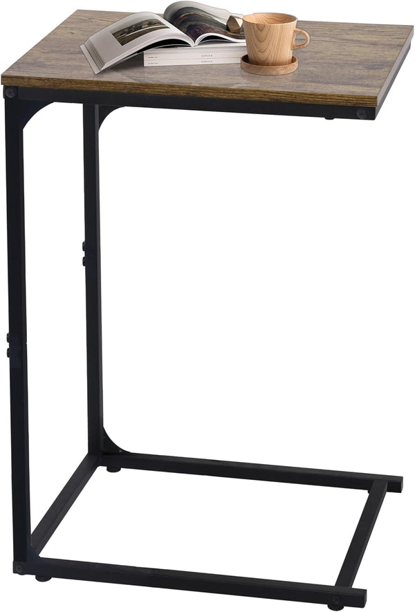 LOFTEY C Shaped End Table, Couch Side Tables That Slide Under, C
