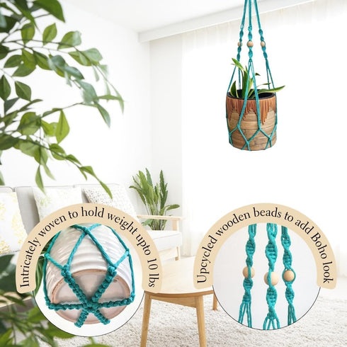 3ft 4-8 Macrame plant hanger beaded plant hanger for pots for live plants indoor and outdoor decor hanging plant holder