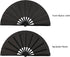 Maitys 2 Pcs Large Clap Fans for Line Dancing, 13 Inches Folding Hand Rave Fan, Black Simple Pattern