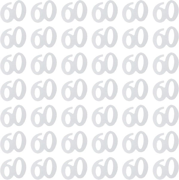 AMOSFUN 1200pcs Number 60 Sequins Confetti for 60th Birthday Party Decoration, Silver