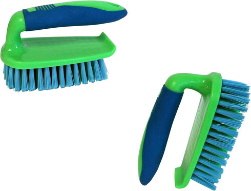 Dependable Industries Inc. Essentials Scrub Brush, Heavy Duty Rubber Grip for Bathroom and Carpet Cleaning, 2 Pack
