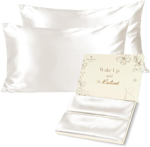 Yanibest Satin Pillowcase, Silk Pillow Cases for Hair and Skin with Zipper, Queen Set of 2 for 20"x30"