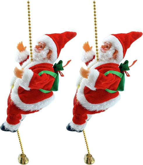 SZTLKHH Electric Santa Climbing Rope Decoration - 2PCS Funny Musical Christmas Tree Ornament,