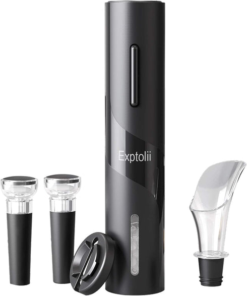 Electric Wine Opener, Automatic Bottle Corkscrew with Foil Cutter, Vacuum Stopper and Wine Aerator