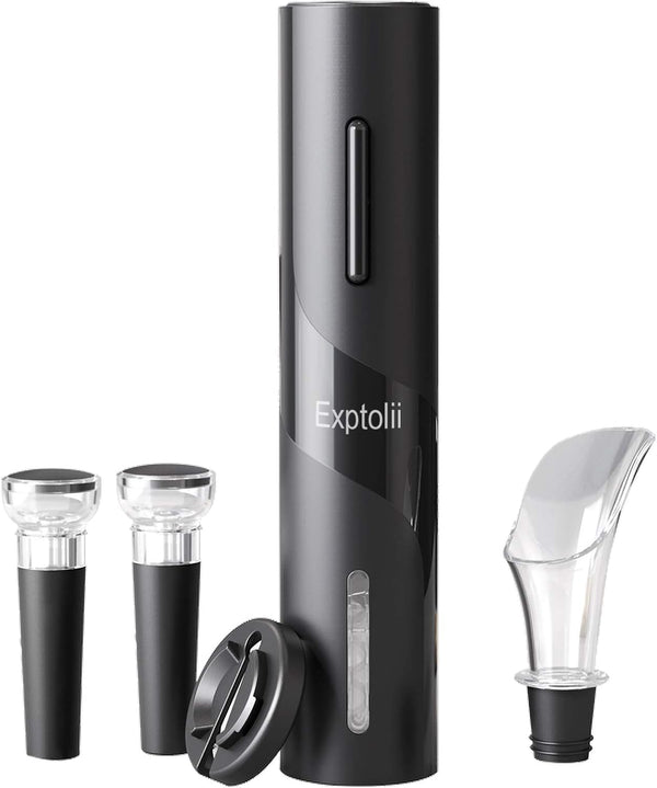 Electric Wine Opener, Automatic Bottle Corkscrew with Foil Cutter, Vacuum Stopper and Wine Aerator