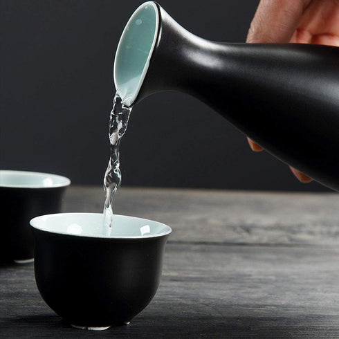 Dltsli Set 10pcs Set 1 1 1 1 6 Ceramic Sake with Warmer Pot Tray, Stovetop Porcelain Pottery Hot Saki Drink Bottle