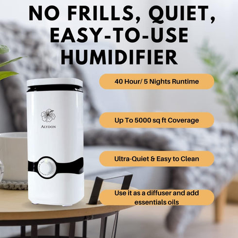 Cool Mist Humidifiers - Essential Oil Top Fill Humidifier Cool Ultrasonic Humidifier Quiet Air Diffuser for Large Room & Easy to Clean with Filter & Oil Diffuser Plant Bedroom Humidifier