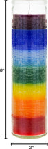 Mega Candles 1 pc Unscented Multi Color Chakra Glass Devotional Prayer Candle - Hand Poured Premium Wax, 2 Inch x 8 Inch