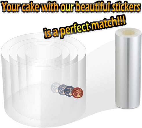 3 Pack Cake Collars 3.1 x 394inch Acetate Rolls Clear Cake Strips for Baking, Surrounding Edge Decorating