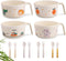 shopwithgreen Bamboo Kids Bowls Set, 4 Reusable Small Bowls with 4 Spoons & Forks, Dishwasher Safe