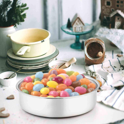 TeamFar 8 Inch Cake Pan Set, 3 Pcs Round Stainless Steel Tier Cake Pans, Healthy Heavy Duty, Easy Clean, Dishwasher Safe