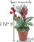 Christmas Tabletop Decorative Pots Set of 3 with Pine Red Berries, Pine Cones Greenery - Snow Flocked Xmas Holiday Decor