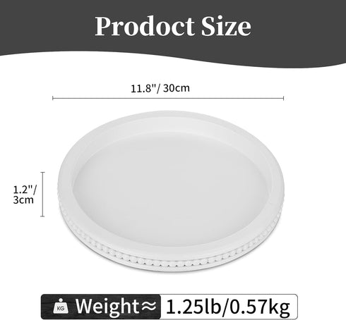 Counter Hanobe Decorative Coffee Table Tray: White Beaded Round Serving Tray Modern Farmhouse Wooden Circle Centerpiece