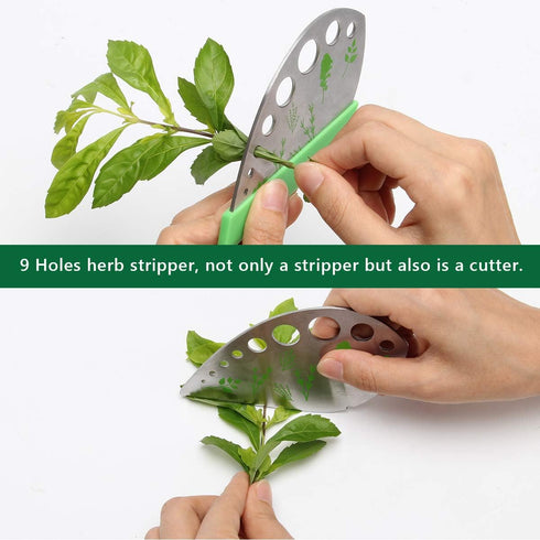 Luxiv Herb Scissors and Stripper Set - 5-Blades Stainless Steel Herb Cutter Tools with Safe Cover and Cleaning Comb