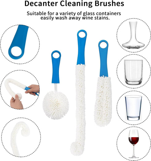 Wine Decanter Drying Stand with Rubber Coated Top, Includes Cleaning Brush & Beads for Standard Large Wine Decanters