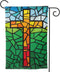 YISHOW Jesus Christ Cross Religious Stained Glass Style Garden Flag 12.5"X18" Double Sided Vertical Christian Outdoor