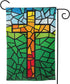 YISHOW Jesus Christ Cross Religious Stained Glass Style Garden Flag 12.5"X18" Double Sided Vertical Christian Outdoor
