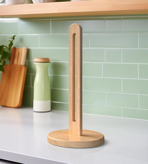 Countertop Wooden Paper Towel Holder Stand for Jumbo Roll - Stylish Kitchen Paper Rack Bathroom Towel Roll Stand