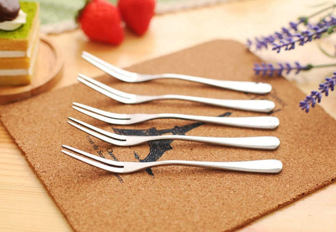 Crab Stainless Steel Forks Escargot Fork 2 Prong Tasting Appetizer Forks Set of 10, 5 Inches for Party Travel